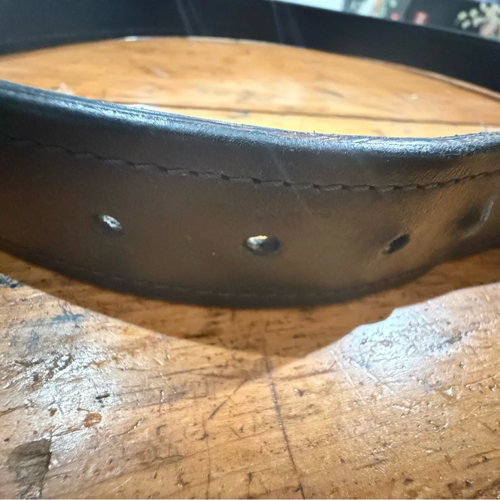 Carhartt Men’s Black Leather Belt Silver Buckle